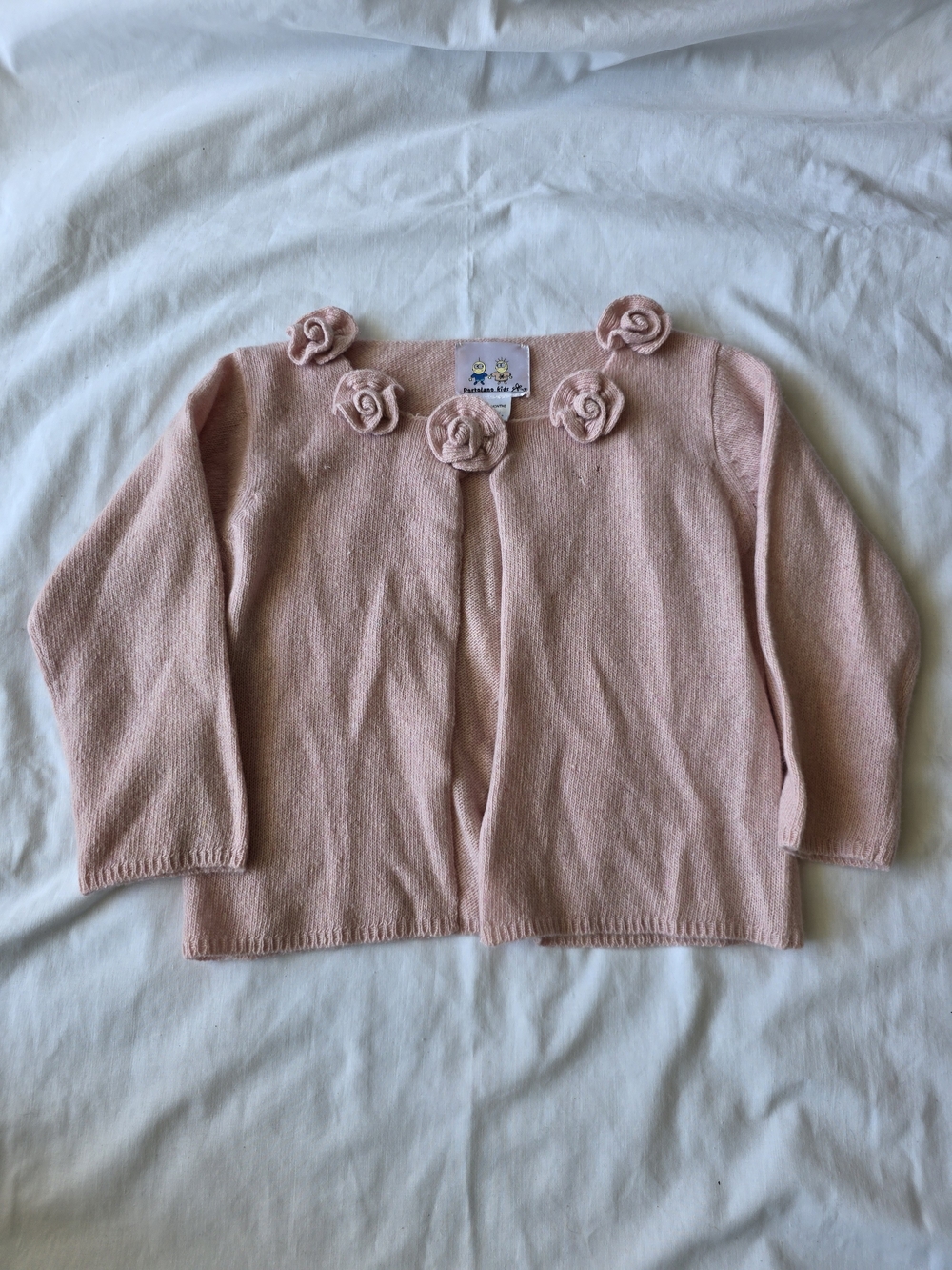 Portolano Pink Rose-Appliqué Knit Cardigan